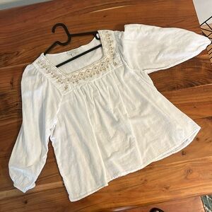 Lucky Brand White Aztec Blouse